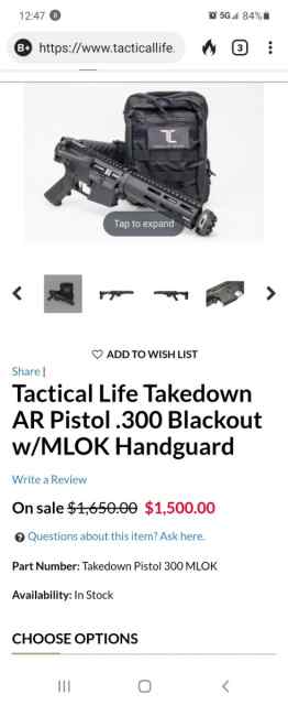 Tactical Life Takedown AR PISTOL 